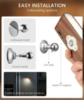 Legit Rechargeable Solid Wood Wall Sconces, Set Of Two Magnetic Bedside Reading Lights, Zero Wire Hassle, installation options illustration