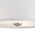 14 Inch 3 Light Semi Flush Mount Ceiling Light Fixture In Brushed Nickel With Satin Etched White Diffuser And White Microfiber Shade