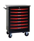 Heavy Duty Steel Tool Cabinet With Lock And Ball Bearing Drawers On Mobile Wheels For Garage Or Workshop Smooth Quiet Drawer Operation