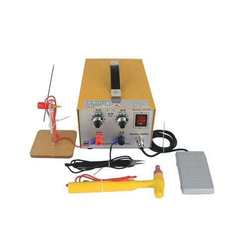 Handheld Pulse Spot Welder For Jewelry Making Butt Weld Tool For Gold And Silver Rings with accessories, front view