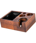 Level Up Your Pour With This Espresso Tamping Station Featuring A Heavy Duty Coffee Tamper Holder And Powder Distributor. Non Slip Rubber Base Keeps Mess At Bay. Espresso tamping station with wooden design, 4 holder spaces.