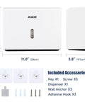 Heavy Duty 200 Sheet Multifold Paper Towel Dispenser With Easy No Drill Wall Mount Premium Abs Plastic White Build dimensions and accessories.
