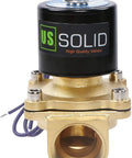 Brass NPT Electric Solenoid Valve 12V DC Normally Closed With Viton Seal 1 Inch Industrial Grade shown front view