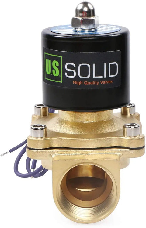 Brass NPT Electric Solenoid Valve 12V DC Normally Closed With Viton Seal 1 Inch Industrial Grade shown front view