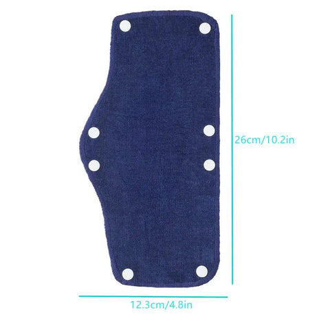 Six Pack Cotton Hard Hat Sweatbands With Snap On Liner Reusable Sweatbands for helmets, blue with dimensions, front view