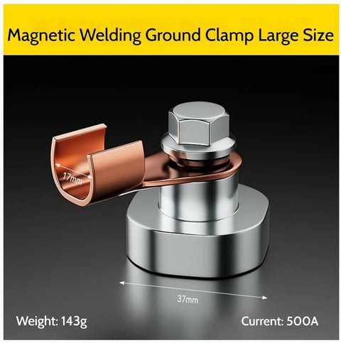 Magnetic welding ground clamp with 37mm base, made of alloy steel, designed for smooth metal surfaces. Kick Your Welding Game Up A Notch With This Sleek Magnetic Ground Clamps Tool That Lets You Stick It Fast Smooth Metal Tables Poles Or Railings Without The Hassle Of Hunting For Ground Points Saving You Serious Time On Any Rigging Job Around Town.