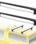 Beefy Heavy Duty Roof Ladder Rack For Vans And Pickup Trucks Universal Aluminum Carrier With 500 Lb Capacity Adjustable 23 To 57 Inch Span Rust Resistant Anodized Finish Easy Install Cap mounted on yellow van roof