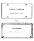Comparison of Two Pack Slim Stainless Steel License Plate Frames With Mirror Polish Finish vs rusty ordinary plate after months.