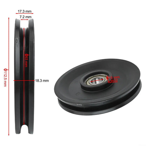 Beefy Nylon Bearing Pulley Wheel Black Smooth Finish 112.5mm Outer Diameter Two Pack Replacement Part For Cable Machines