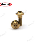 Gold Titanium Tapered Torx Bolts M8x22 For Suzuki Hayabusa GSX1300R 2008 2020 And Suzuki B King GSX1300 2008 2010 Rear Brake Disc Rotor Mounting Bolts Set Of 6 Heavy Duty Race Ready CNC Machined Precision With Mirror Finish front view