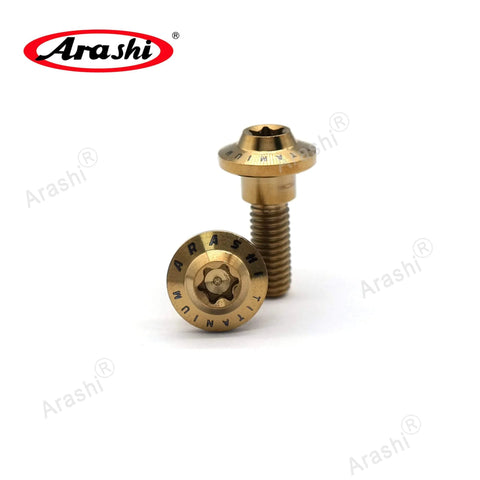 Gold Titanium Tapered Torx Bolts M8x22 For Suzuki Hayabusa GSX1300R 2008 2020 And Suzuki B King GSX1300 2008 2010 Rear Brake Disc Rotor Mounting Bolts Set Of 6 Heavy Duty Race Ready CNC Machined Precision With Mirror Finish front view