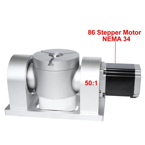 Rock Solid Cnc Rotary Axis Featuring Nema 34 Stepper Motor And Harmonic Drive Gearbox for Fourth And Fifth Axis Precision Machining, 50:1 ratio