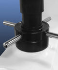 Close-up of Rock Solid Digital Rockwell Hardness Tester features, showcasing motorized build and  stainless steel components.