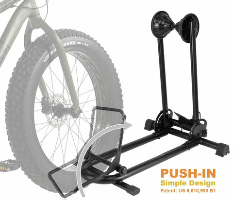 No Fuss Bike Floor Parking Rack Stand For Mountain Road And Fat Bikes Up To Five Inch Tires Indoor Outdoor Garage