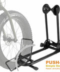 Push In Bike Floor Parking Rack Stand For Mountain, Road And Fat Bikes Up To 5 Inch Tire Width with tilting front holder