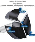 Dead Nuts Accurate Forstner Drill Bit Set with three flutes and four teeth for fast chip removal and clean cutting.