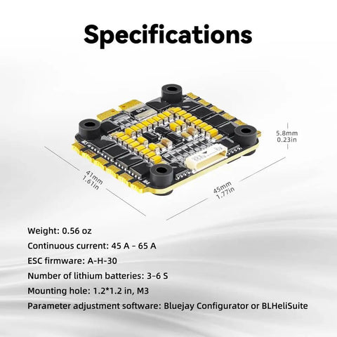 55A 4 In 1 Electronic Speed Controller For 3S To 6S Freestyle FPV Racing Drones With Dshot300 Dshot600 BLHeli S Oneshot Multishot Modes