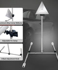 DIY Friendly ADAS Calibration Tool Kit For Honda, Toyota, Kia, And Ford with scale post, corner reflector, and aluminum stand.