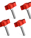 4 Pack 1/4 20 X 1 Inch Stainless Steel Thumb Screws Hella Durable Finger Bolts with red knobs for heavy duty assembly.
