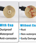 Comparison of Antenna Mount For NMO Three Eighths Inch With Thirteen Foot RG58 Coax Cable PL259 Male Connector with and without dust cap.