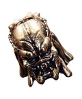Vintage Antique Copper Predator Pendant With Strategic Gear Design And Retro Artsy Relics For Keychains Bags Or Leather Notebooks, detailed front view.