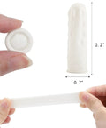 Latex Finger Cots 400 Count Small Disposable Fingertip Gloves Anti Static Flexible Rolled Design shown with size dimensions
