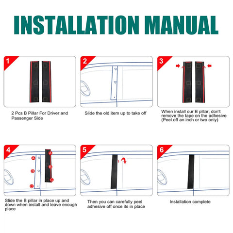 Installation guide for B Pillar Trim Door Molding For Front Passenger And Driver Side Outer Seal on Dodge Grand Caravan and Chrysler Town & Country
