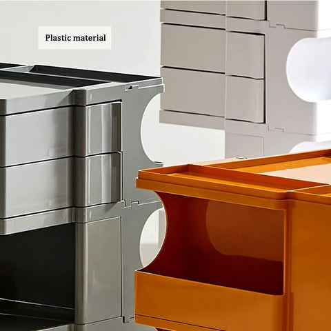 Straight Up Solid ABS Utility Storage Cart With Smooth Gliding 360 Swivel Wheels Heavy Duty Plastic Organizer Rack in colorful shades.