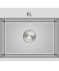 Top view of 20 Inch Drop In Kitchen Sink in Stainless Steel with Brushed Nickel Finish, Single Bowl Compact Design for Small Kitchens.