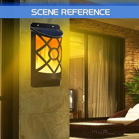 Solar Flame Lights Outdoor Waterproof Wall Mounted Night Lights With Flickering Flame Effect And Auto On Off Sensor on patio