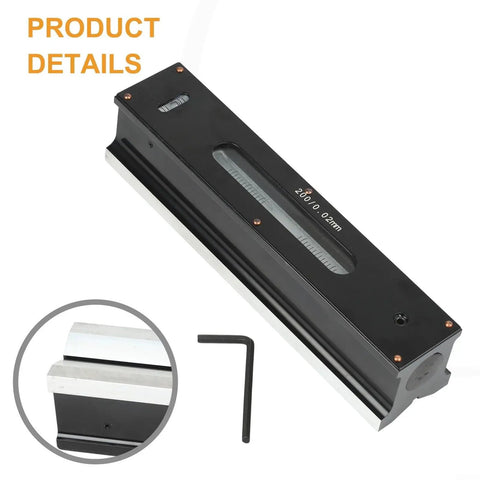 Micpointik 100mm Strip Level 0.02mm, Metal Machinist with black metal body and scale, includes hex wrench.