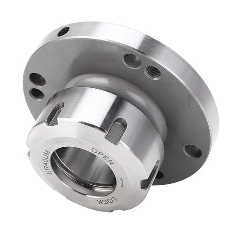 ER40 Collet Lathe Chuck For Lathe And CNC Milling, Carbon Steel Compact Replacement 100mm Diameter Clamping Collet Holder angled view