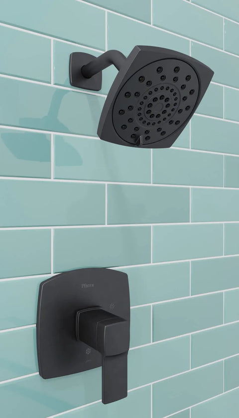 Deckard Brushed Nickel Single Handle Shower Trim Kit with Multi Function Showerhead, pressure balance valve, square design