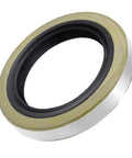 Trailer axle hub grease seal, double lip, 1.719 in ID x 2.565 in OD, brass-colored outer ring, rubber inner lip