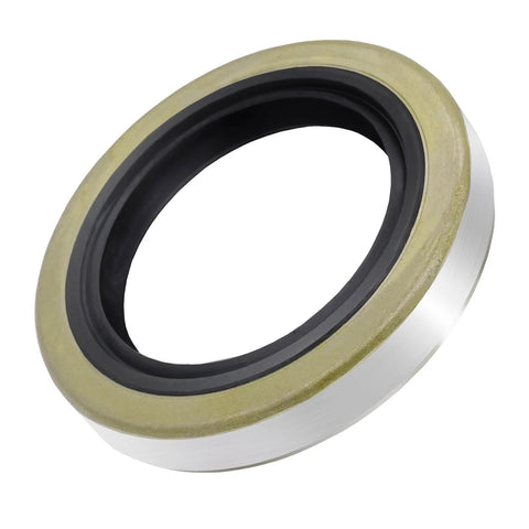 Trailer axle hub grease seal, double lip, 1.719 in ID x 2.565 in OD, brass-colored outer ring, rubber inner lip