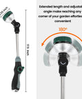 17.5 Inch Garden Hose Watering Wand With Eight Spray Patterns, thumb flow control, pivoting head, ergonomic grip diagram
