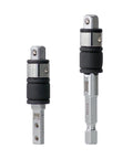 Dual 2 In 1 Hex To Square Drive Extension Set With Quick Swap For One Quarter Inch Hex Ends And Flat Ends shown upright