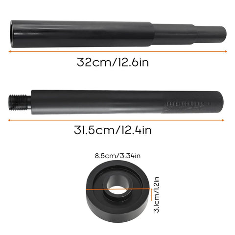 Gimbal bearing alignment and install kit with two black rods 32 cm and 31.5 cm and a bearing tool for marine engines