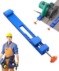 Pro Grade Circular Saw Guide Base Clamp For Straight Bevel And Rip Cuts Adjustable Milling Jig with worker holding tools