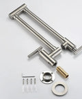 Pot Filler Faucet Wall Mount Brushed Nickel Finish With Dual Swing Joints 304 Stainless Steel Lead Free ASME Easy Fill