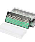 90 Pc Diamond Burr Bits Kit For Engraving And Carving On Glass Gemstone Metal, three boxes of rotary tool bits with lids open