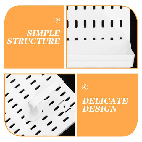 Medium Size Nail Free Wall Pegboard Organizer With Heavy Duty Hooks And Solid Wood Panel To Kick Clutter To The Curb While Freeing Up Space In Kitchen Bedroom Or Craft Room For Quick Everyday Organization, detailed view of pegboard structure.
