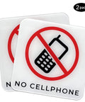 Log Off And Chill Out Self Adhesive Acrylic Sign Pack Of 2 3.95 Inch Square Weatherproof No Cellphone Zone Sticker with bold graphics.