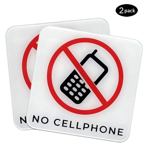 Log Off And Chill Out Self Adhesive Acrylic Sign Pack Of 2 3.95 Inch Square Weatherproof No Cellphone Zone Sticker with bold graphics.