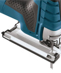 Close-up of Top Handle Jig Saw With 7 Amp Motor, 3100 SPM, 45 Degree Bevel Cuts, ergonomic design and tool-less blade change feature visible