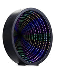 Infinity Mirrors Tunnel Lights LED Night Light 3D Wall Lamp Desk Decor on tabletop with colorful glowing LED lights