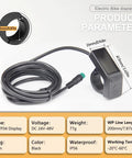 Mini Color TFT LCD Display For E Bike With Waterproof Connector product dimensions and specifications