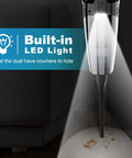 Cordless Handheld Vacuum Cleaner With LED Light 2 Suction Modes showing LED illuminating dust under furniture