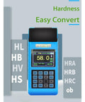 Pro Grade Digital Leeb Hardness Tester For Portable Steel And Metal Alloy Gauging Featuring Rock Solid Any Angle Testing Smooth LCD Screens And Built Different Durability, blue handheld device with LCD display showing hardness readings.