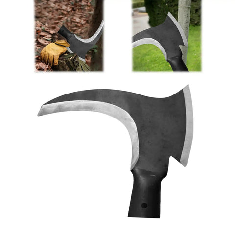 High Manganese Steel Double Scythe With Wooden Handle For Outdoor Weeding And Grass Mowing, showing blade detail.